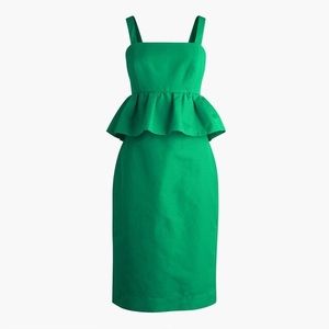 J Crew Green Peplum dress P2 nwt